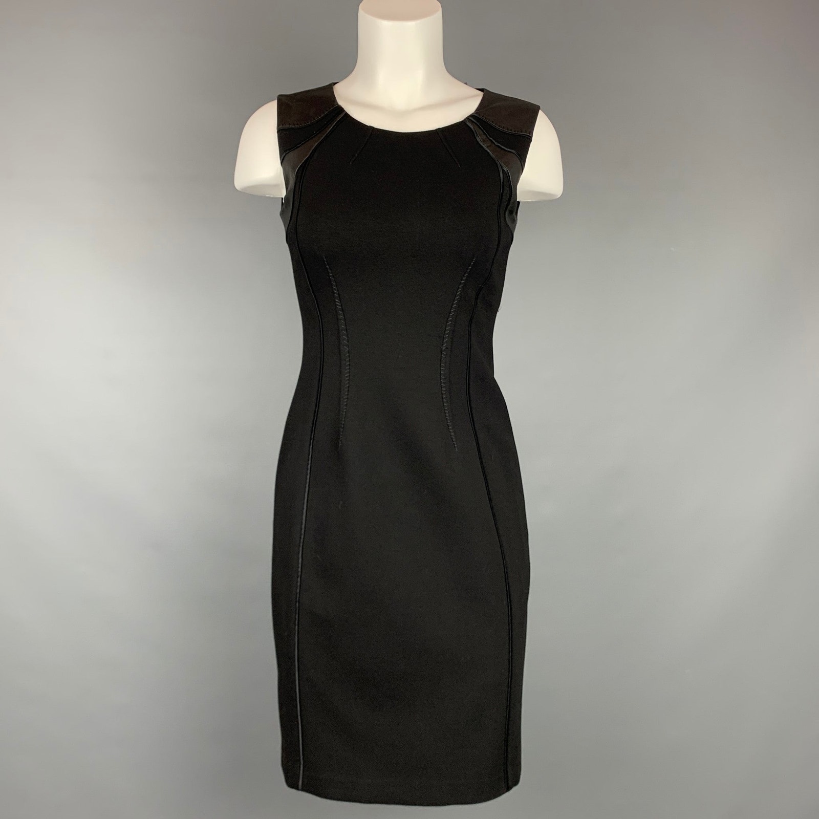 Elie Tahari Size 0 Black Viscose Blend Sleeveless Shift Dress